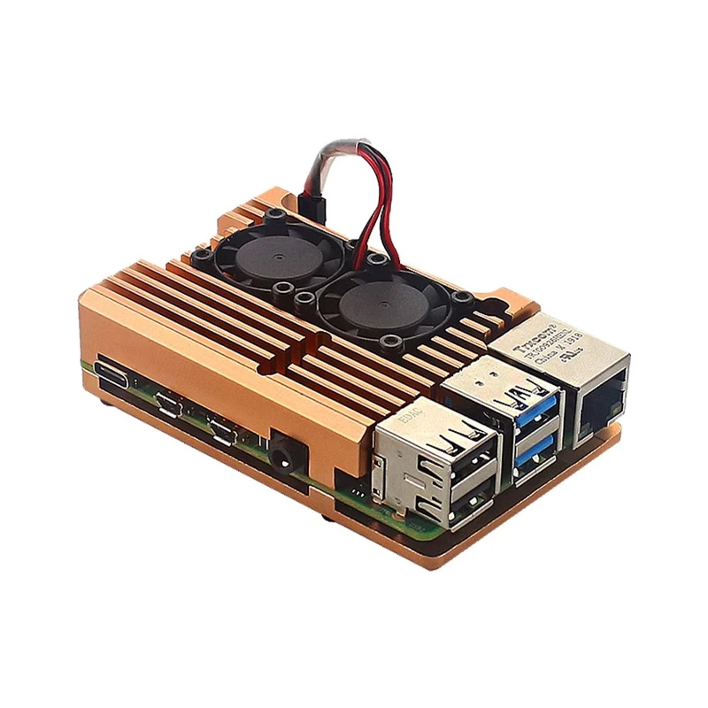 Obudowa aluminiowa Raspberry Pi 4/3 z podwójnym wentylatorem chłodzącym Metalowa obudowa Czarna obudowa do RPI Raspberry Pi 4B/3B/3B+ — zdjęcie produktu 6