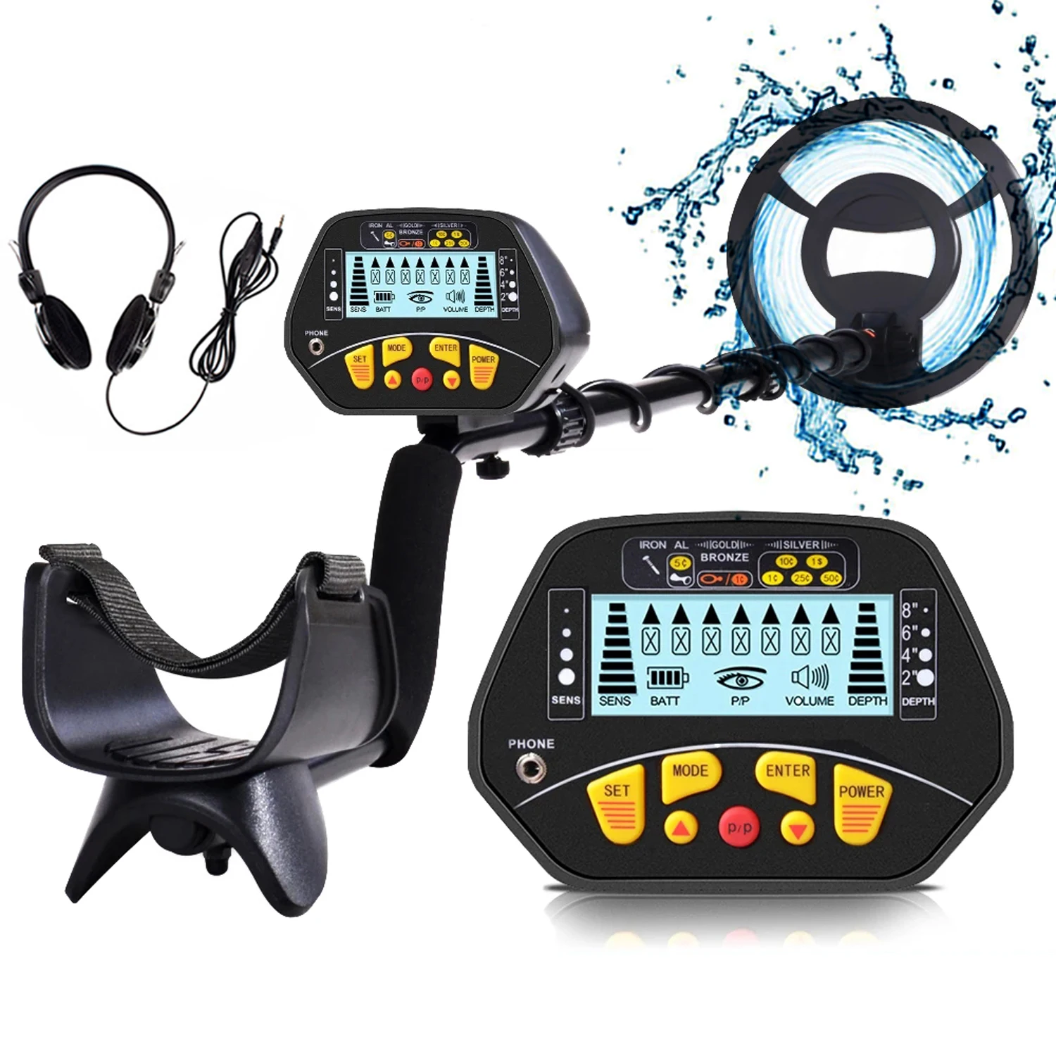 High Accuracy Metal Detector for Adults and Kids, LCD Display, Waterproof Search Coil, Pinpoint Function, DISC Mode, MD-3028