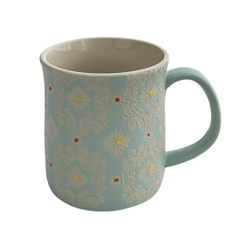 

Household mug French totem relief glazed craft ceramic western restaurant coffee shop mug