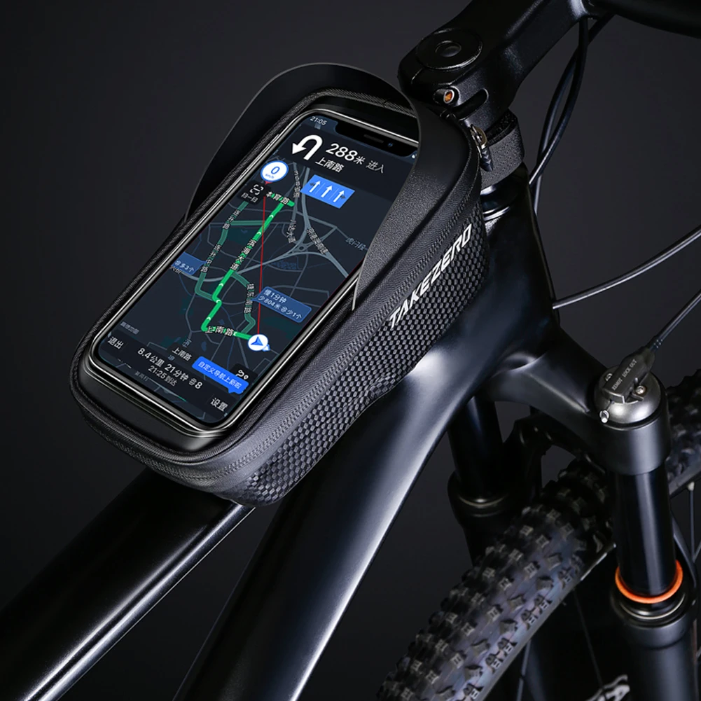 Bicycle Bag Touch Screen 4.7-6.8 inch Phone Case Waterproof Bicycle Front Frame Bag Bicycle Front Cell Phone Holder Bag Access