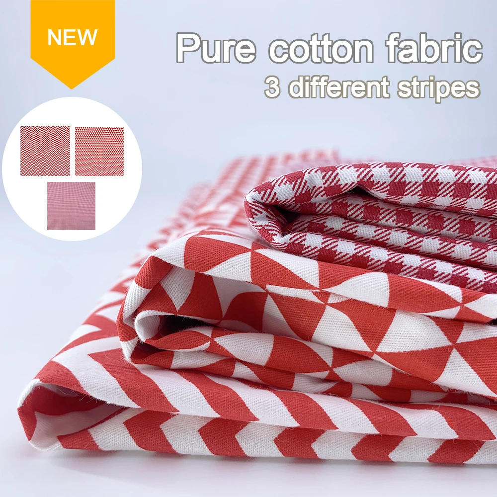 

100 Cotton Fabric With Print Red Geometric Grid Ripple Cotton Christmas Fabric Quilting For Handmade Tablecloth And Curtains ﻿