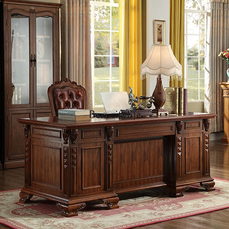 American solid wood European luxury boss table home desk writing desk