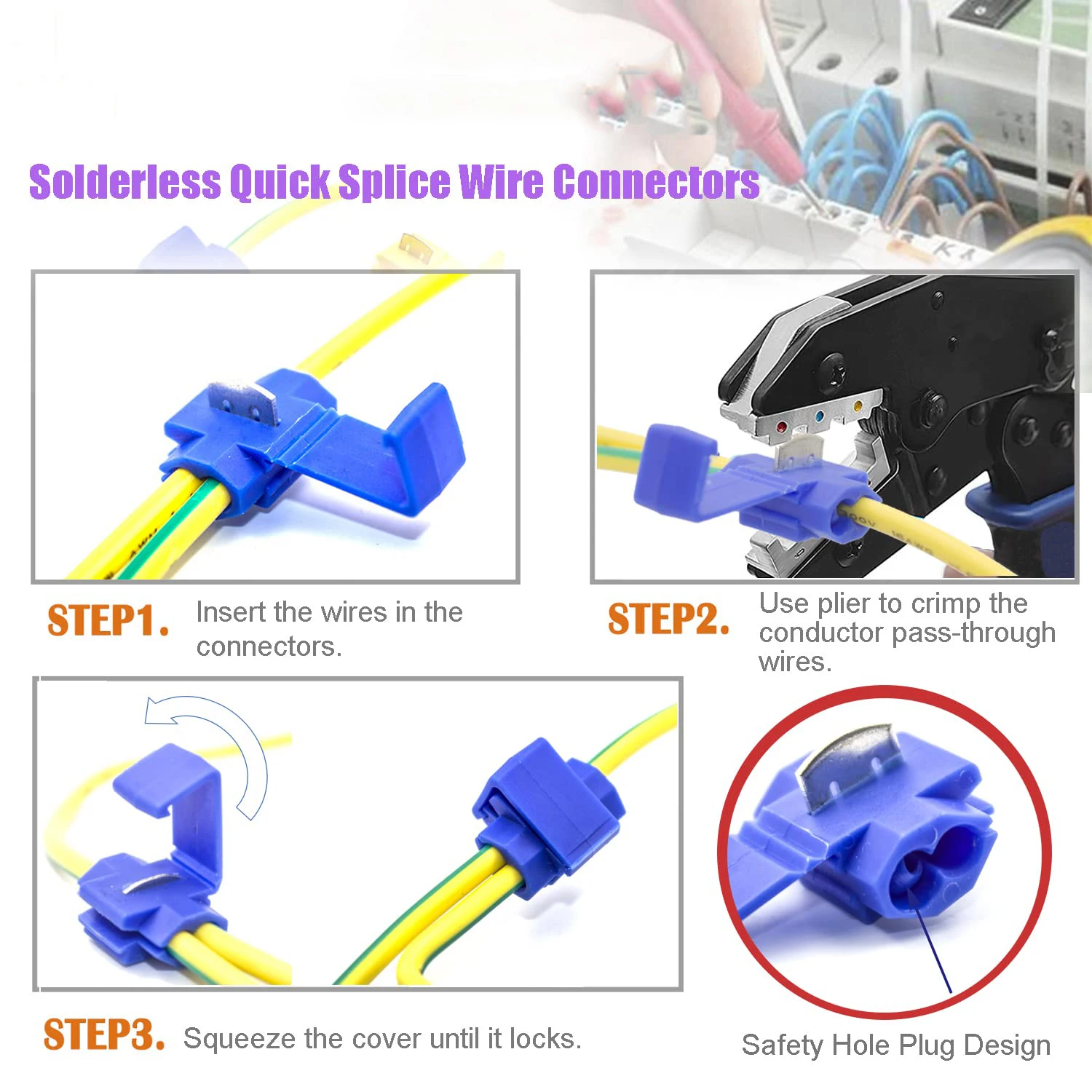 60PCS Solderless Quick Splice Wire Connectors, 22-10 AWG Scotch Lock Snap Electrical Wire Connector(22-18AWG Red 20PCS, 18-14AWG