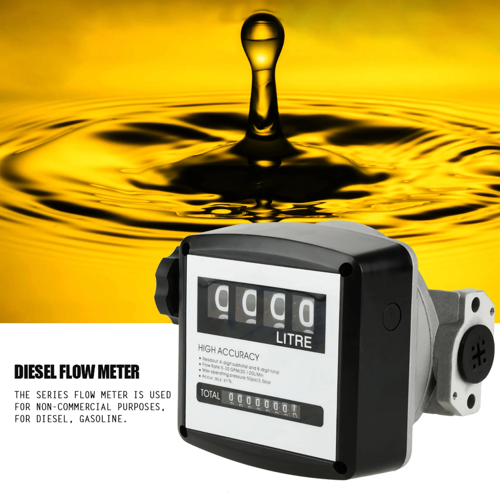 1% High Accuracy 1 Inch 4 Digital  Gas Fuel Oil  Meter Counter Gauge Digital   Meter Oil  Meter Counter