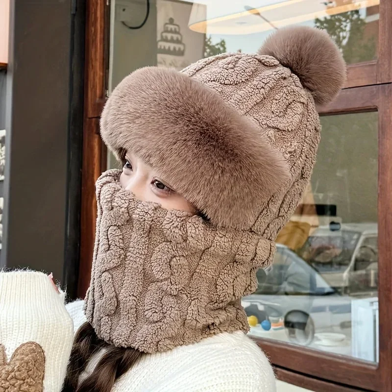 1 Piece of Women's Winter Velvet Warm Ear Cap, Outdoor Cycling Warm Cover, Thickened Ear Protection Design, Balaclava Hat