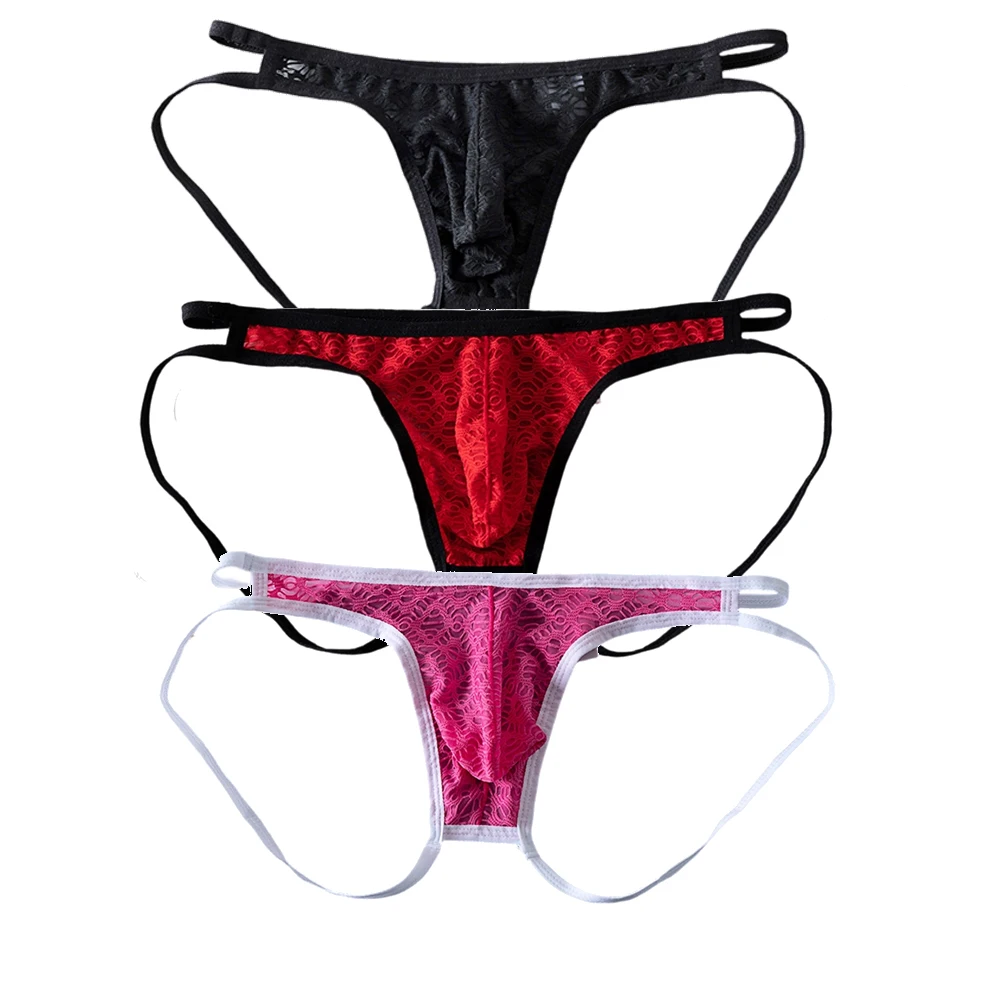 

Комплект из 3/5 шт. однотонных кружевных прозрачных мужских трусов-боксеров, бикини, стрингов, сексуальных облегающих трусиков-камизолов, мужского нижнего белья-стрингов
