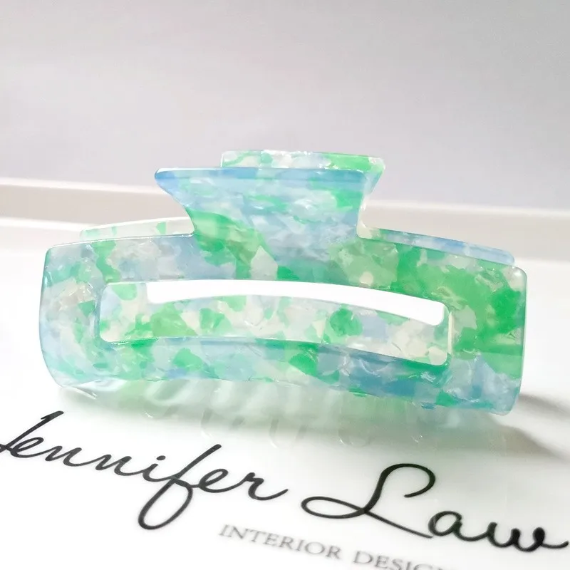 8,3 cm Mode Rechteck Acetat Haar Krallen Frauen Haar Zubehör Bunte Plaid Pferdeschwanz Essigsäure Klaue Clips Für Mädchen – Detail 5