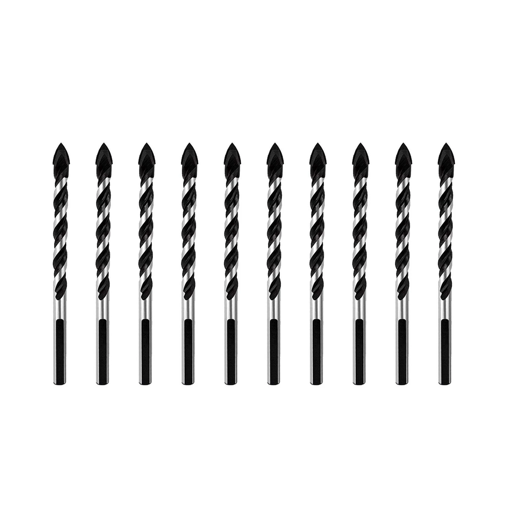 Multipurpose Drill Bits 10-Piece 6mm Multi-material Drill Bit Set for Drilling in Tile Glass Concrete Brick Wood and Plastic