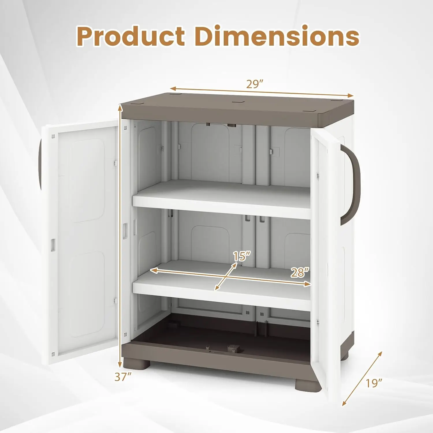 Storage Cabinet with 2 Doors and Adjustable Shelves, Modern Plastic Base Garage Organizer, Floor Sideboard for, Customized