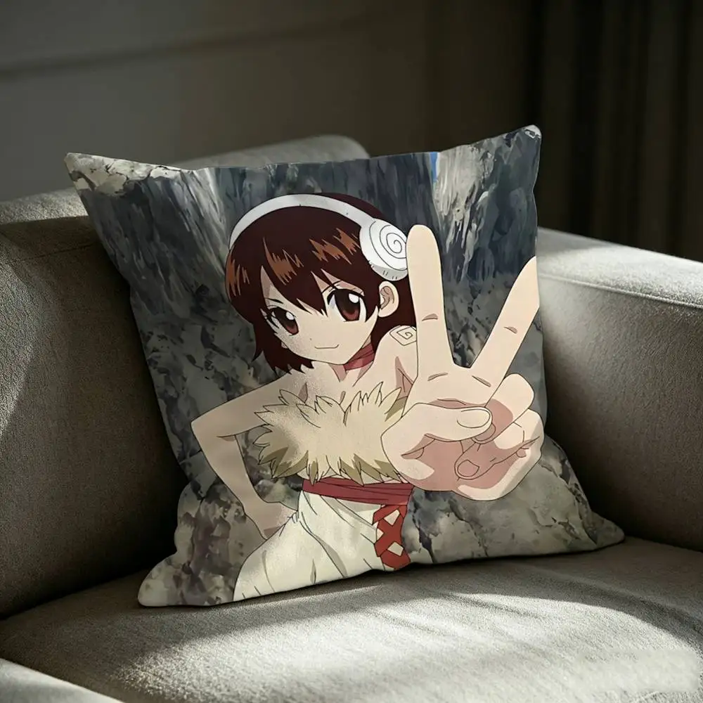 D-DrStone Anime S-Science Future Square Sofa Pillow Cover Solid Color Living Room Home Decor Cushion Case