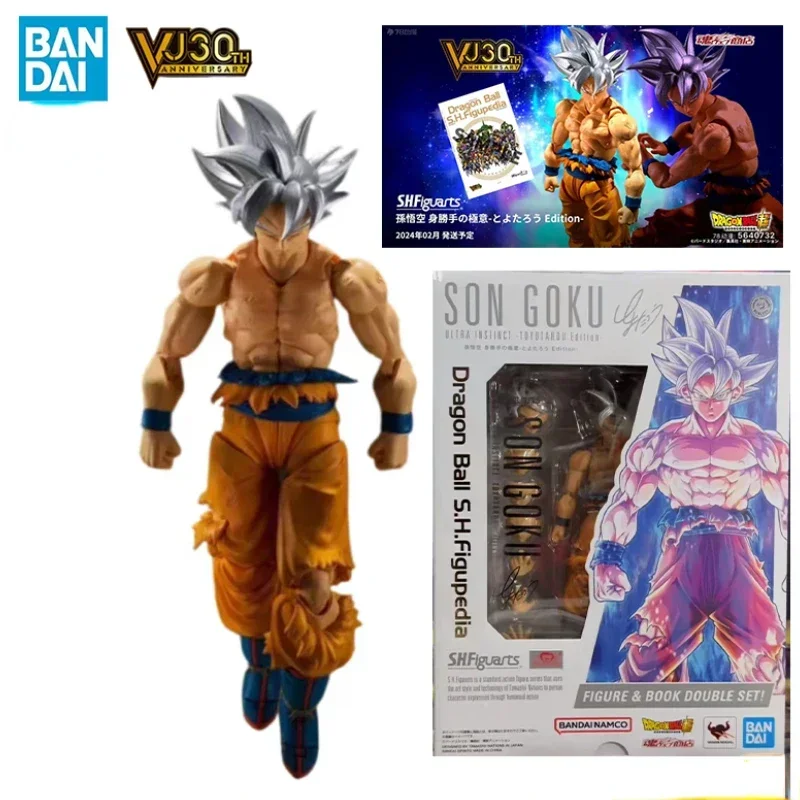

In Stock Bandai Original SHF Dragon Ball Z Son Goku Ultra Instinct Toyotaro Edition VJ30TH Anime Action Figures PVC Models Toys