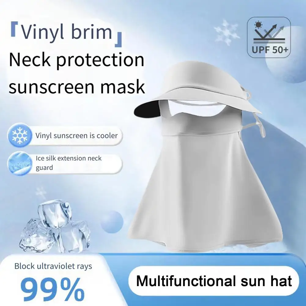 Summer Sunscreen Sun Hats Full Face Cover Mask for Women Men Large Brim Solid Shades Breathable UV Sunshade Visor Cap