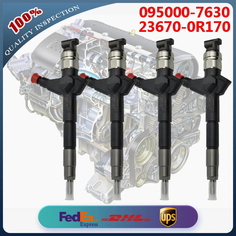 

4PCS 095000-7630 095000-7640 23670-0R170 23670-09290 Common Rail Injector for Toyota Engine 2AD-FTV Corolla Verso RAV4