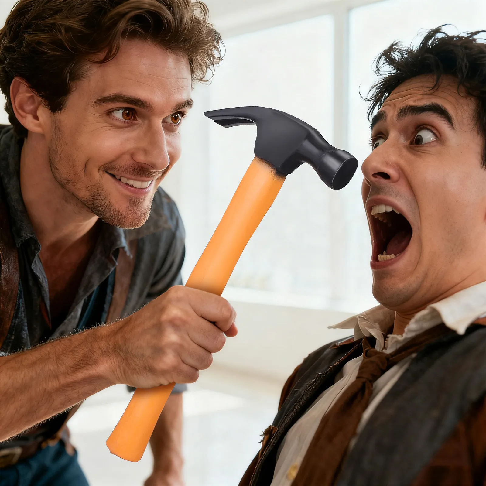 Lot de 2 marteaux factices réalistes en caoutchouc sûr et non toxique pour les farces de fête, accessoires de blagues d'Halloween, ensemble d'accessoires amusants