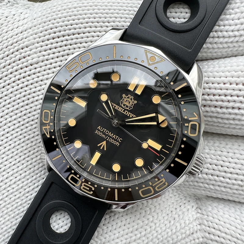 Мужские дайверские часы STEELDIVE, 42 мм, автоматические механические наручные часы, 30 АТМ, водонепроницаемые, C3, светящийся сапфир, NH35, военный керамический безель