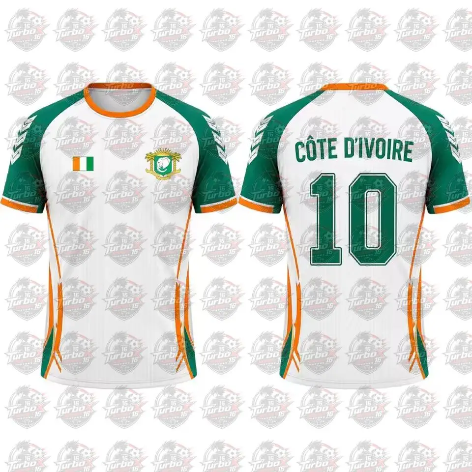 New Cote D'ivoire Flag Print Jersey T-shirt Men's Sports Gym Quick-drying Soccer Tee Unisex Casual O-neck Short-sleeved Tops
