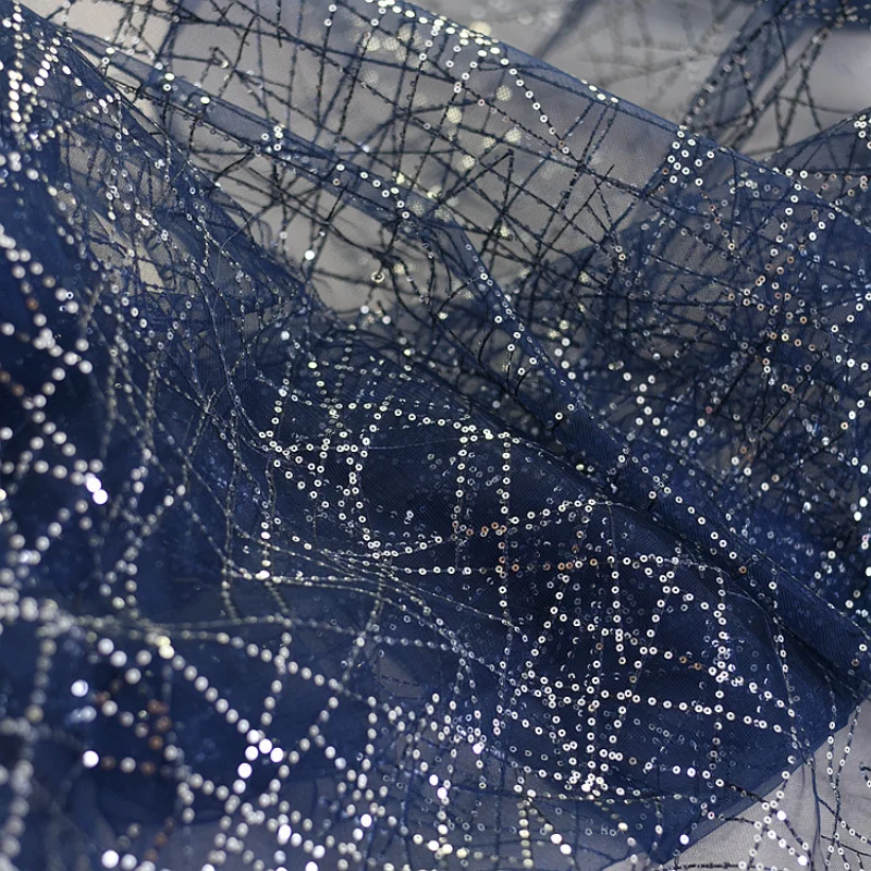

Sequin Embroidered Lace Tulle Fabric for DIY Sewing Handmade Wedding Dress Accessories Decoration Clothing Fashion Cloth