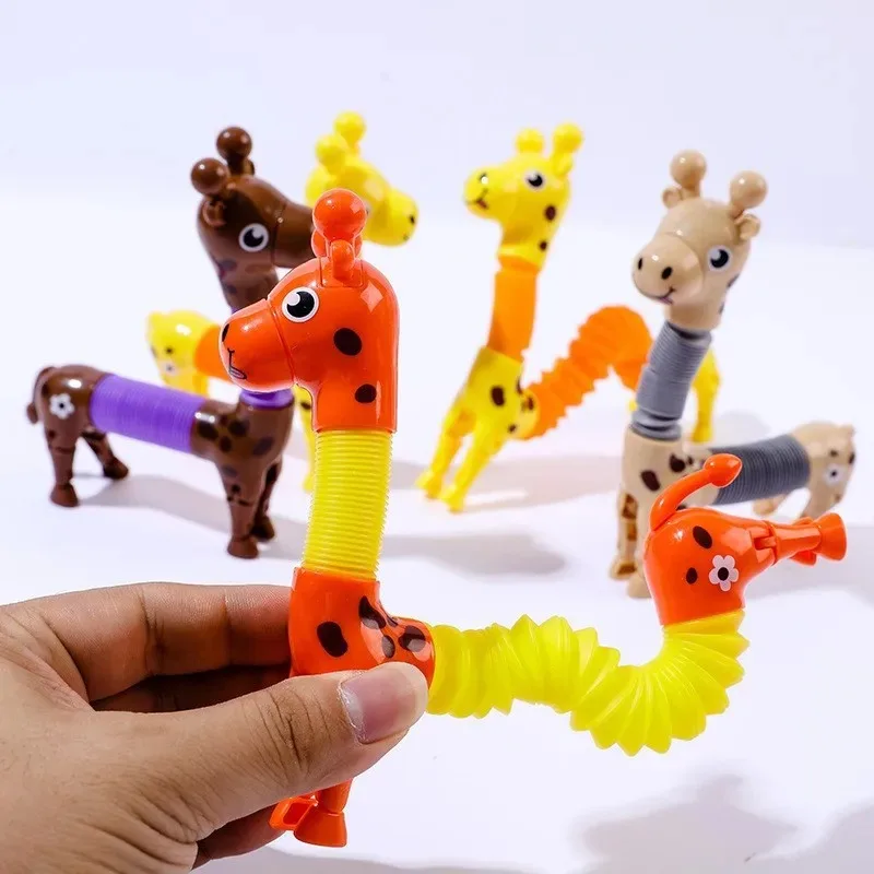 Children Suction Cup Toys Pop Tubes Stress Relief Telescopic Giraffe Fidget Toy Sensory Bellows Anti-stress Squeeze Kid Boy Girl