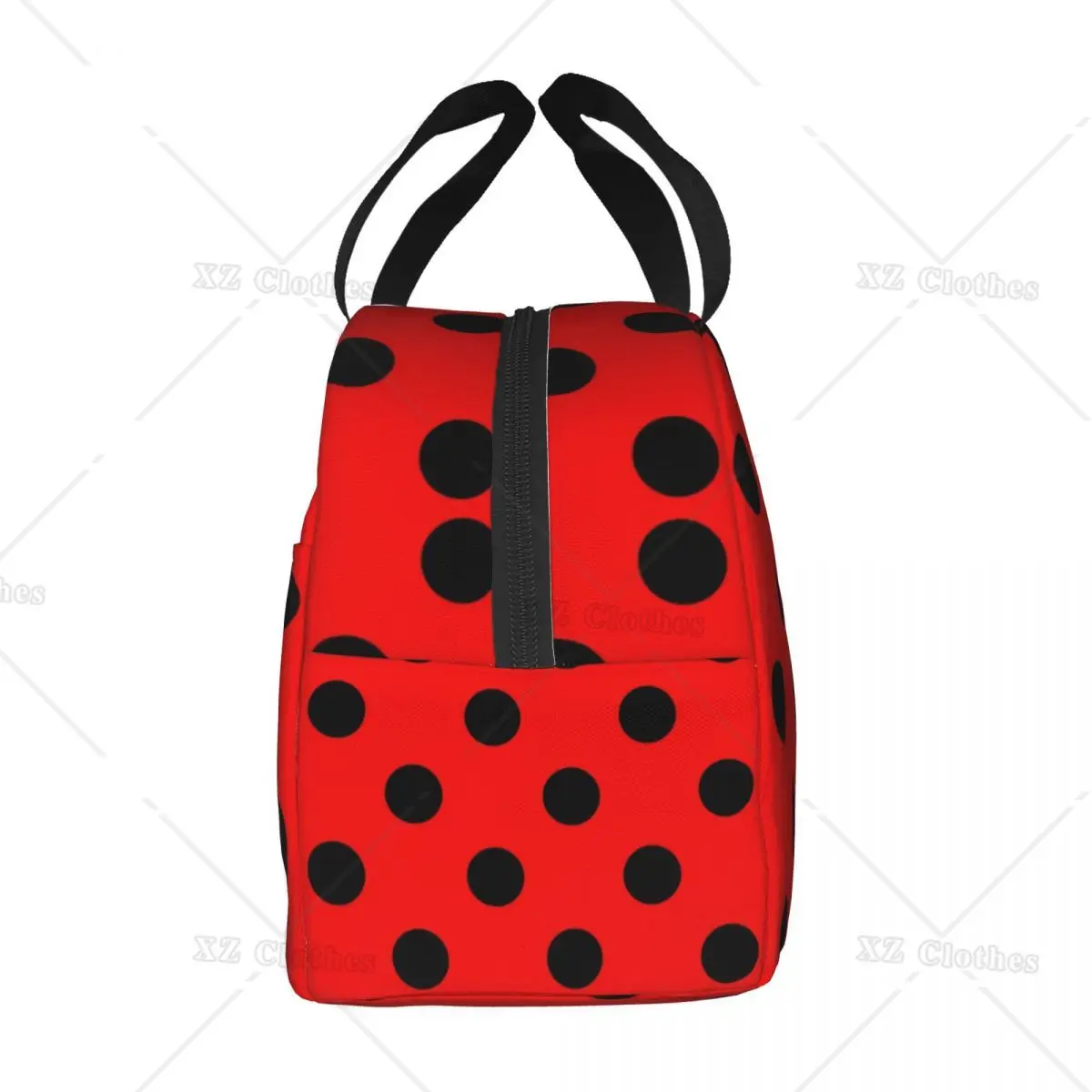 Red And Black Polka Dots Thermal Insulated Lunch Bag Ladybugs Pattern Portable Lunch Tote for Kids School Multifunction Food Box