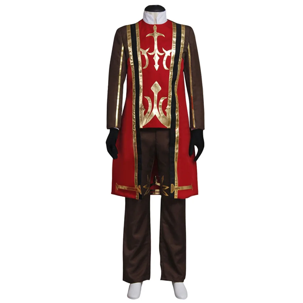 

Game FF14 Red Mage Cosplay Costume Men Red Suits Full Sets with Hat Halloween Party Outfits