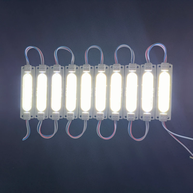 20 unids/lote 12V COB módulo LED impermeable 2W 6leds impermeable Ip65 retroiluminación LED tienda para letrero canal letra