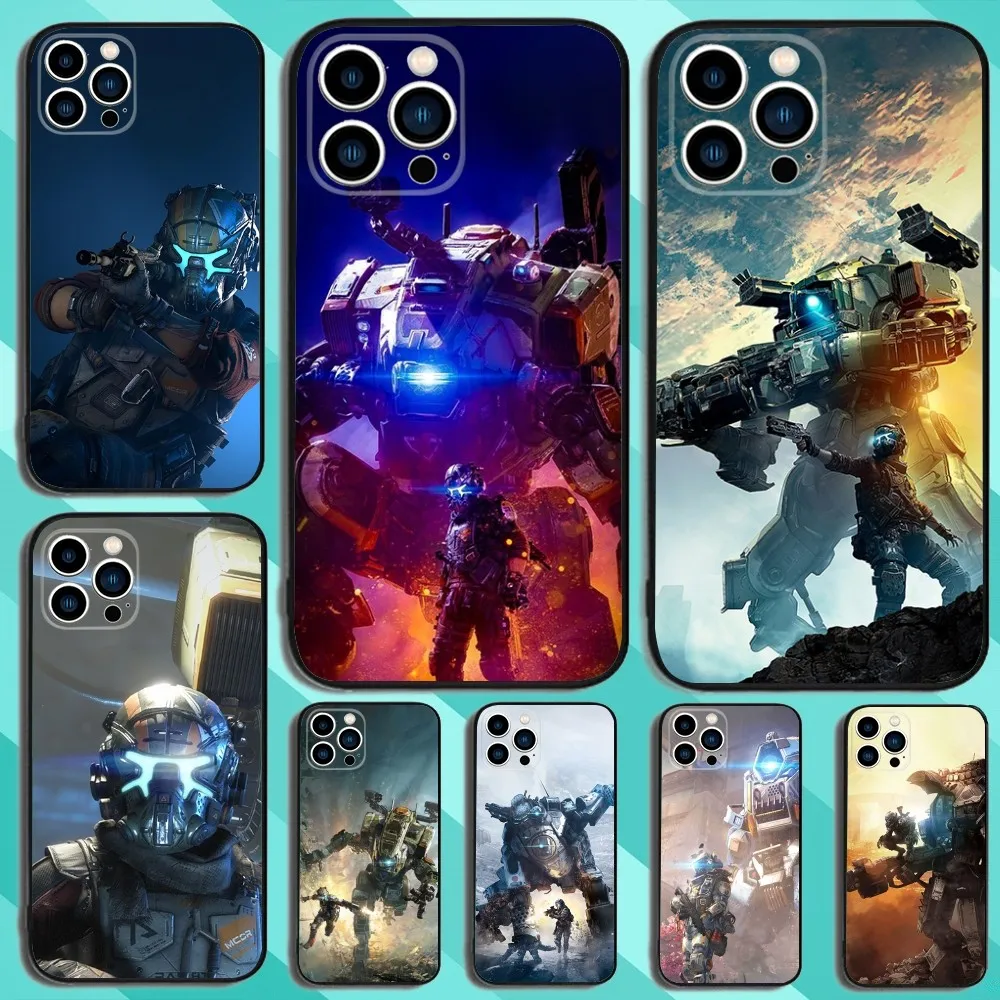 T-Titan-Fall 2 Cool Mecha Phone Case For iPhone 16,15,14,13,12,11,Plus,Pro Max,XS,X,XR,SE,Mini,8,7 Soft Silicone Black Cover