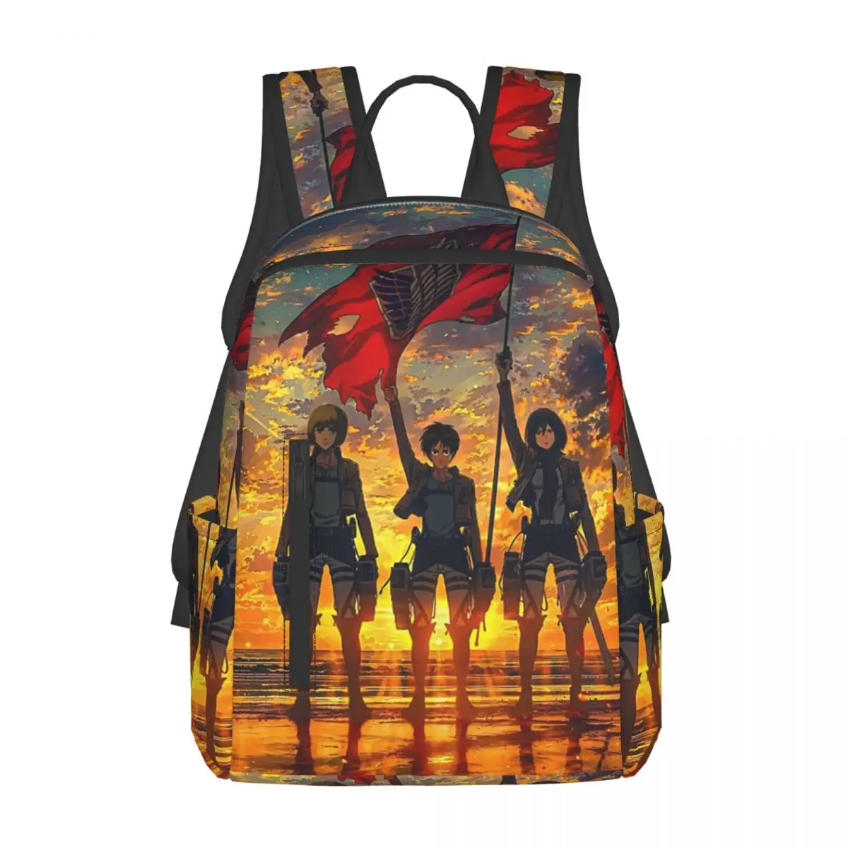 進撃の巨人-ゼイク・イェーガー-バックパック-デイパック-大容量-子供用ブックバッグ-スクールバッグ-ショルダーバッグ-メンズ-レディース