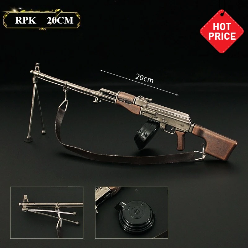 

New 20cm Mini Foldable RPK Gun Model Ornaments Alloy Crafts Removable Men's Gift Collection Desk Decoration