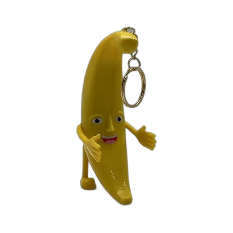 Engraçado dos desenhos animados soando cantando banana boneca pingente articulações som móvel chaveiro engraçado charme das crianças spoof presente brinquedos