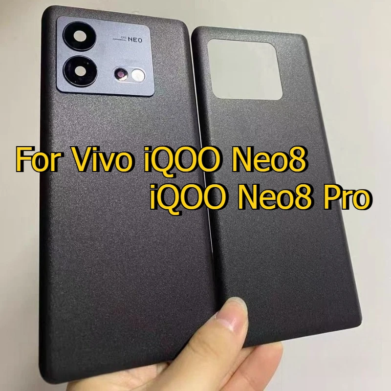 Back Battery Cover For vivo iQOO Neo8 Neo 8 Pro Housing Rear Case Phone Lid with Camera Frame Lens + Adhesive Repair Replace