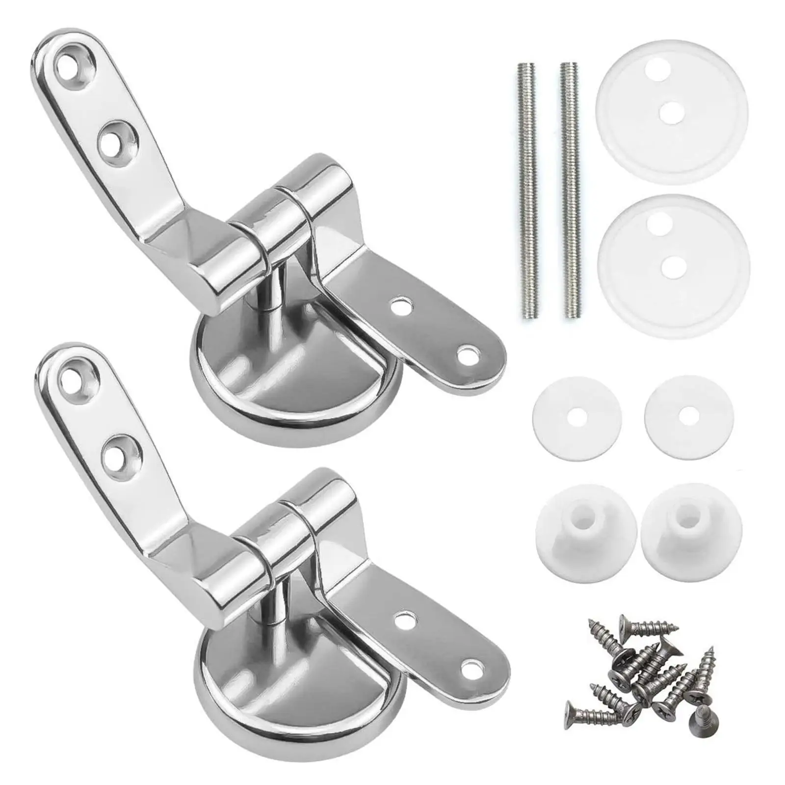 Toilet Seat Hinge Mountings Universal with Bolts Screw Fittings Premium Adjustable Replacement Hinges for Flush Toilet Cover