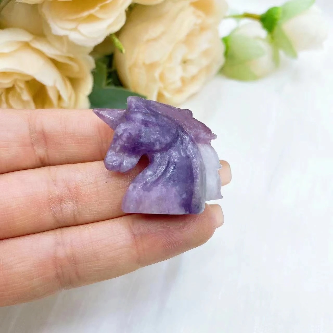 Crystal Unicorn Statue Natural Stone Carved Animal Figurine Home Decoration Reiki Healing Quartz Gemstone Ornament Gift