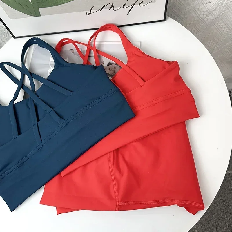2025 2-teilige Yoga-Anzüge mit überkreuztem Rücken, Sport-BH, dehnbar, hohe Taille, sportliche Leggings, atmungsaktiv, Laufen, Outdoor, Pilates, Sportbekleidung