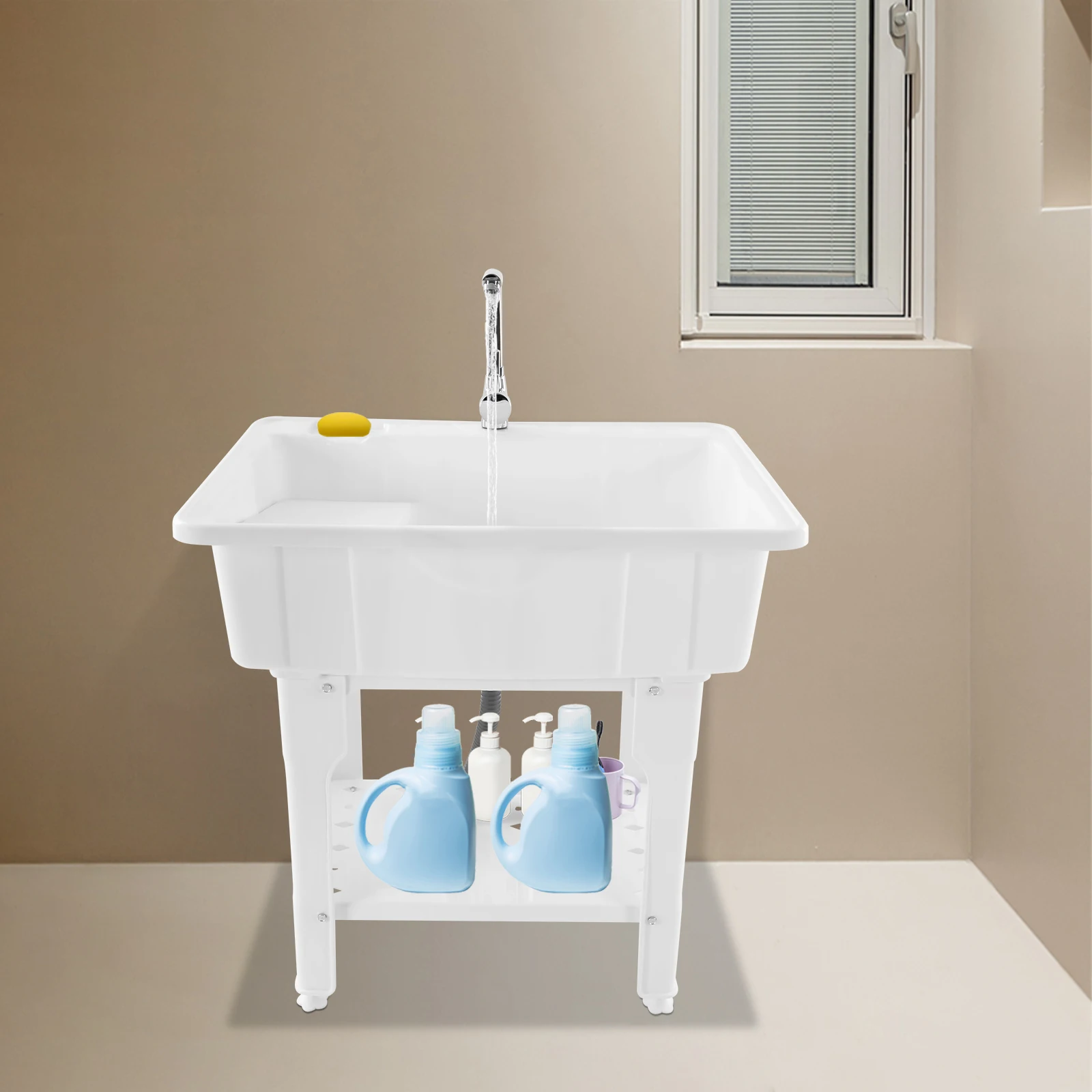 

Utility Sink with Faucet, Freestanding Laundry Tub Sink, Heavy Duty Slop Sinks for Laundry Room, Bathroom, Garage, Kitchen