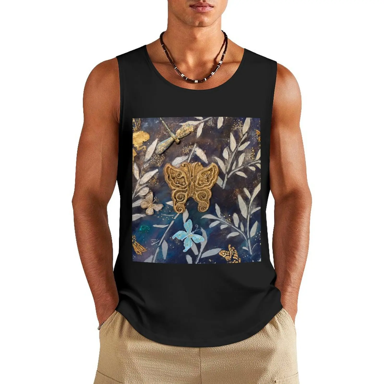 

Midnight in the Garden of the Golden Butterfly Tank Top Muscle fit anime sleeveless vests Man sleeveless shirt