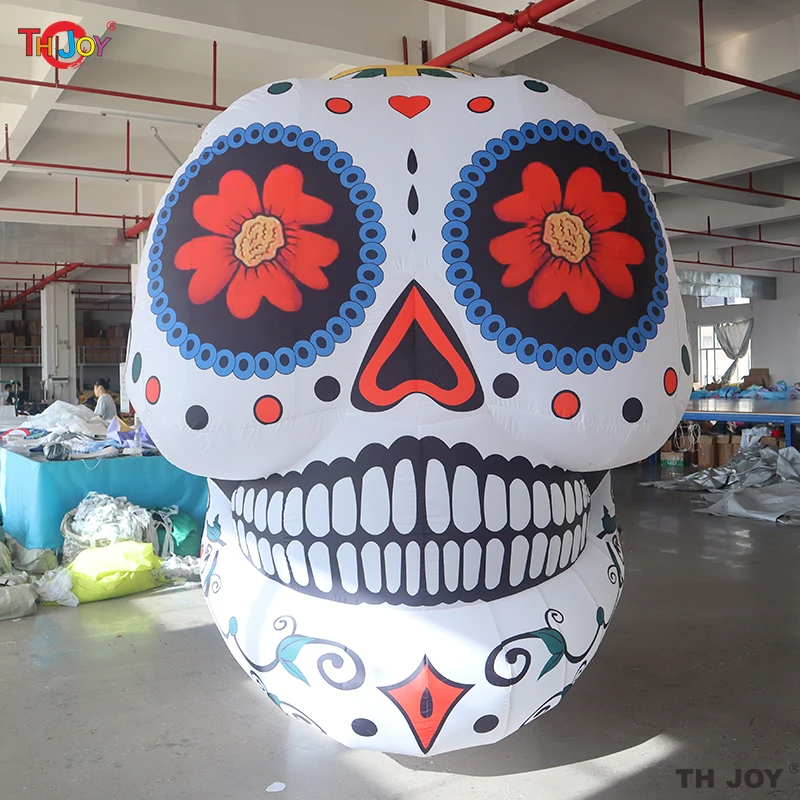 

El Día de Muertos Mexicano 6mH Страшный надувной Calaveras Skeleton Хэллоуин Надувной сахарный череп Голова для украшения вечеринки