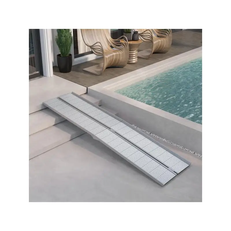 

Портативная складная рампа для инвалидной коляски - 10-футовый алюминиевый серебряный доступ для легкой мобильности