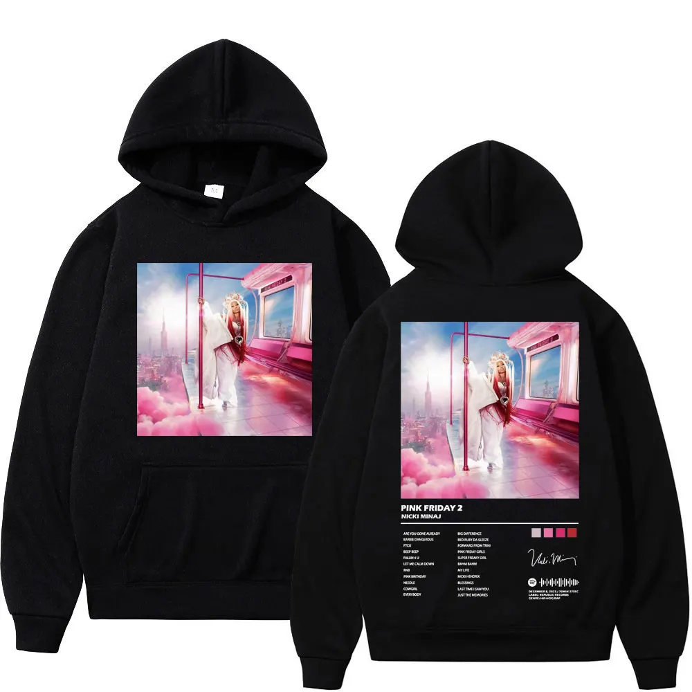 Rapper Nicki Minaj Album Pink Friday 2 Print Hoodie High Street Fashion Oversized Sweatshirts Unisex Trend Hip Hop Rap Hoodies