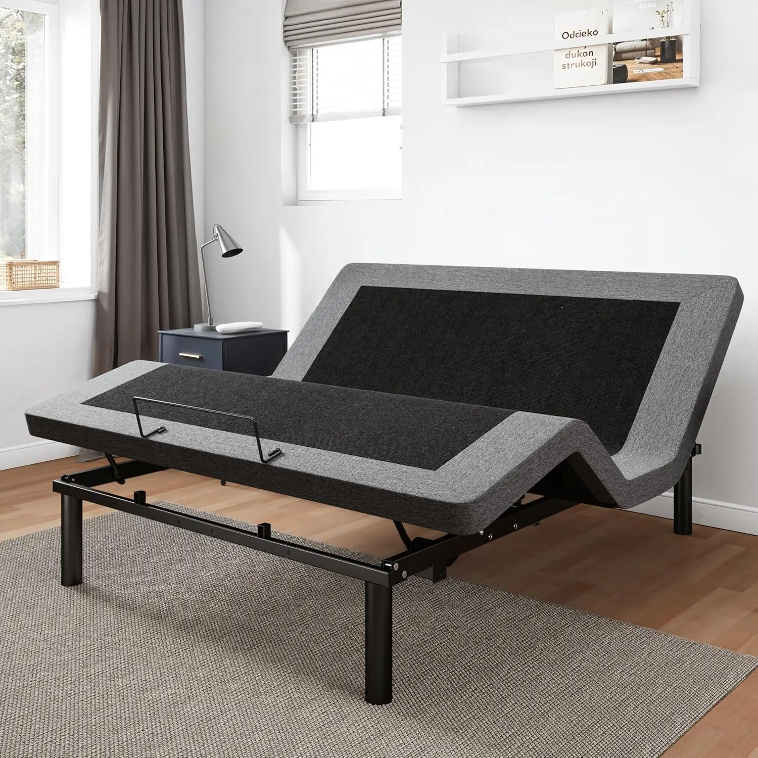 Queen Adjustable Bed Frame Electric Base Wireless Remote Quiet Motor Head & Foot Incline Padded Edge, Customized