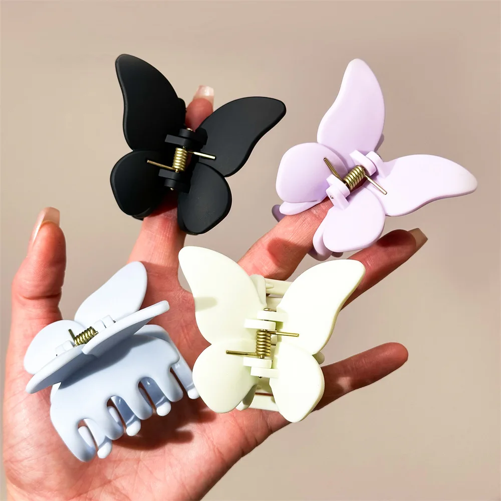 

PC Thickened Medium Matte Hair Clip Back Spoon Pan Hair Shark Clip Cute Girl Korean Butterfly Hair Clip Accessories