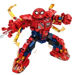 Building Blocks Mini Model Figures Compatible Marvel Spiderman Iron Man Venom Captain Hawk Deadpool Technic Armor City Gift Toys