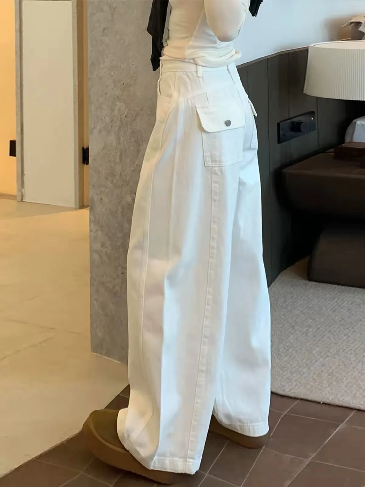 Dopamine Relaxing White Knife Casual Pants Women's Autumn New Draping Lazy Wide Leg Thin Floor-Length Pants Casual Style