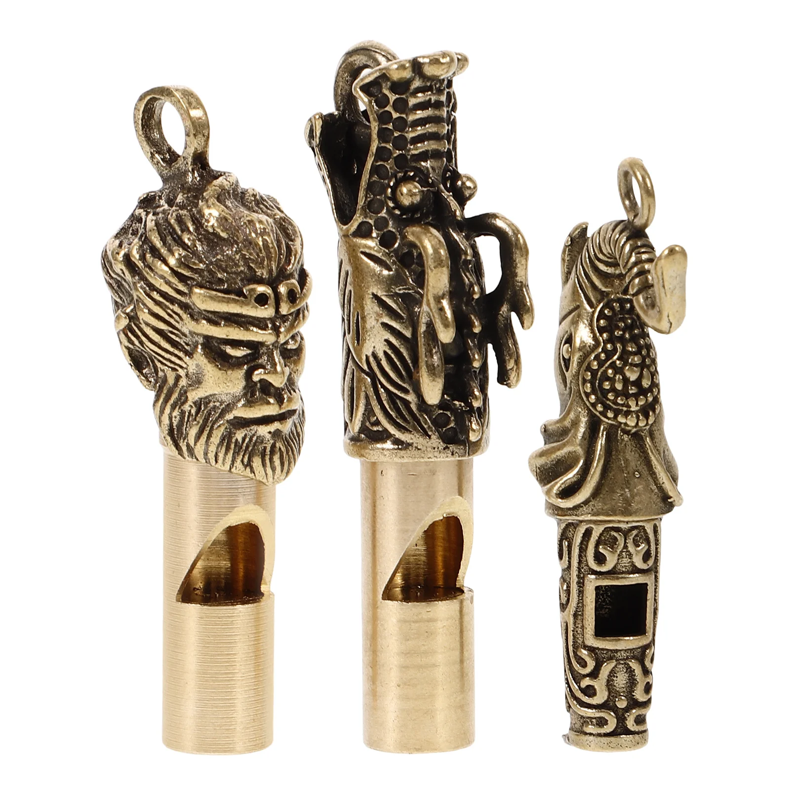 3Pcs Copper Whistle Keychain Creative Pendant Design Loud Whistle for Referee Camping Hiking Survival Emergency Outdoor