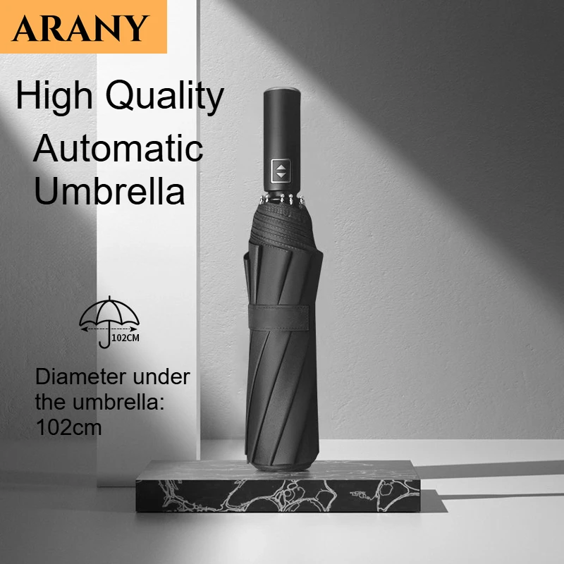 

Автоматический зонт с толстым и прочным килем, 12-реберный черный тройной зонт, высококачественный УФ-зонт для мужчин, бесплатная доставка