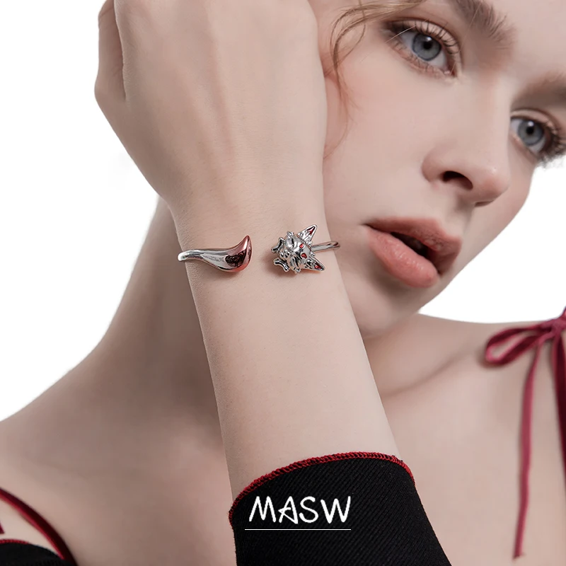 MASW Original Design Lovely Red Fox Bracelet Cuff Hot Sale Luxury Jewelry High Quality Copper Adjustable Bracelet For Wome Gift