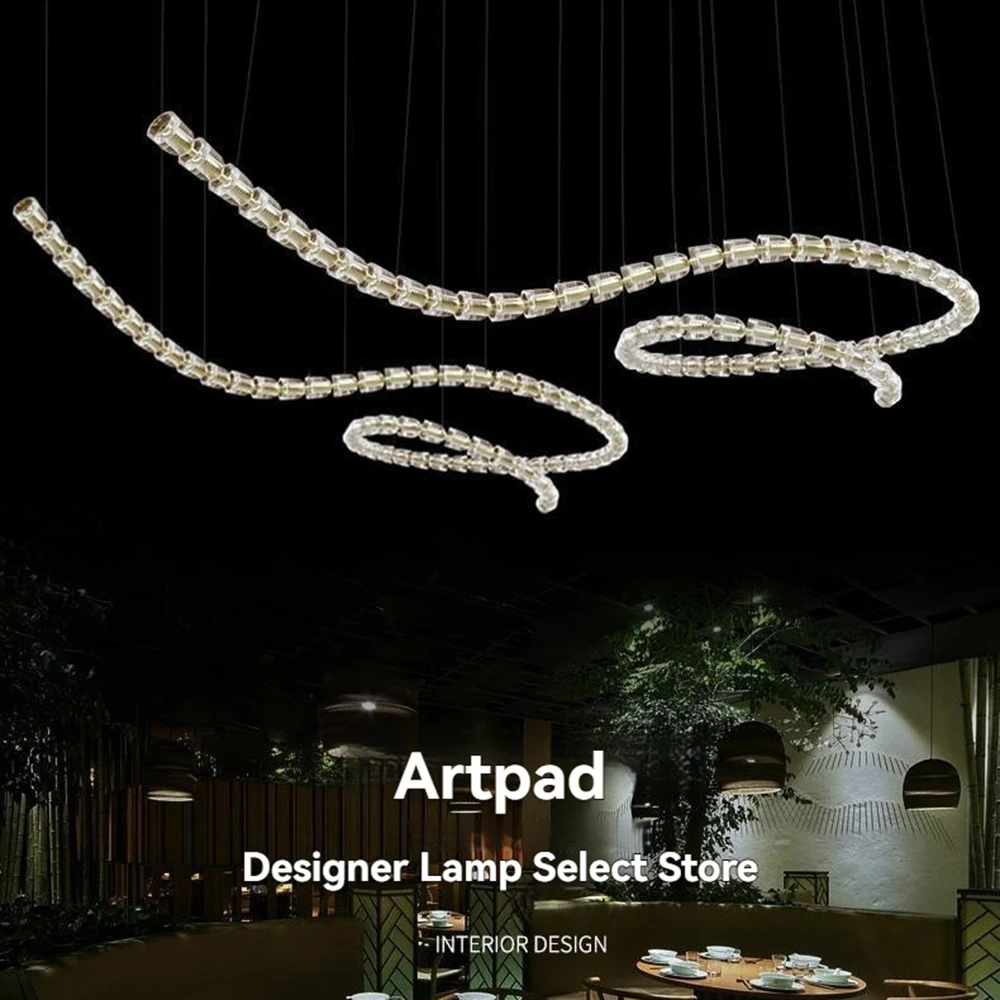 Necklace Chandelier Multi Strand Adjustable Chain Ceiling Light with Crystal Acrylic Beads Custom Length for Living Room Villa
