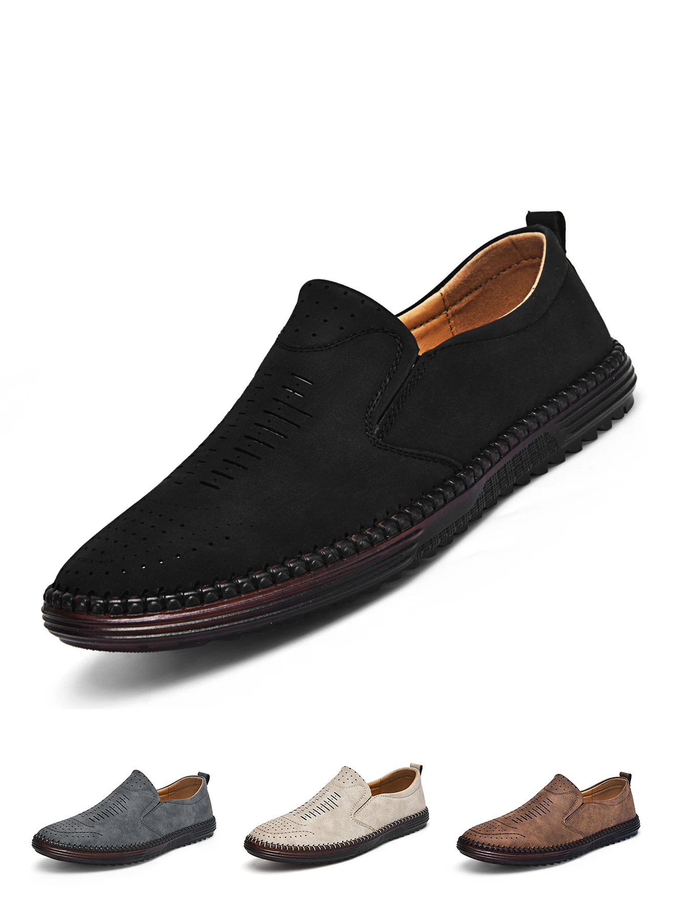 

Large Size Men's Vintage Handmade Loafers, Fashionable Slip-On Casual Shoes, Suitable for All Seasons, Everyday Wear Flat Shoes, Comfortable Pu Upper Suitable for Daily Wear, Walking, Driving Men's Shoes