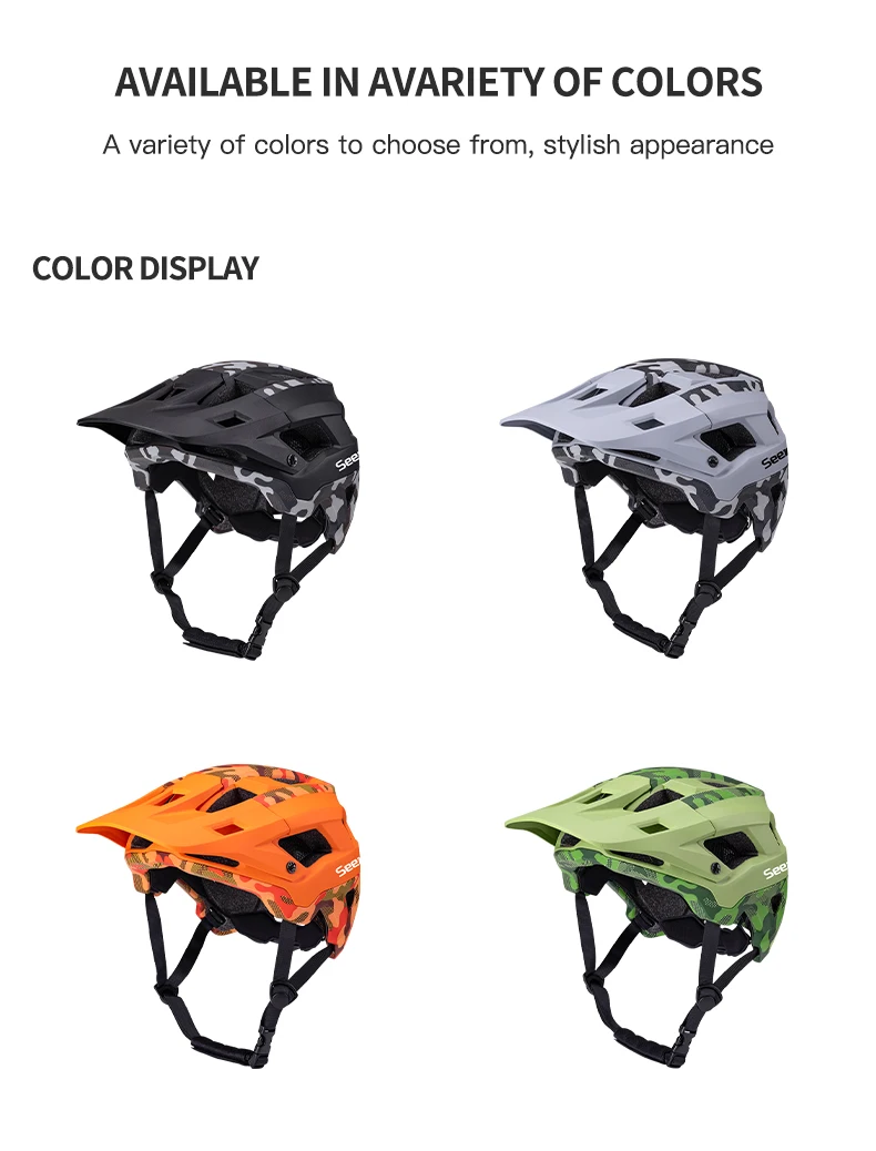 SeekerCamouflage Mountainbike-Helm, Einteiliger Komfortabler Leichter Rennrad-Helm, Stoßfester Offroad-Fahrradhelm – Detail 13