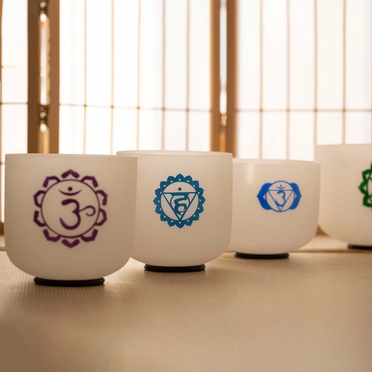 YUN QI QING YIN 6-12/7-12 Inch 7Pcs Chakra Frosted Quartz Singing Bowl Set With Bags Yoga Meditation Sound Healing Bowl