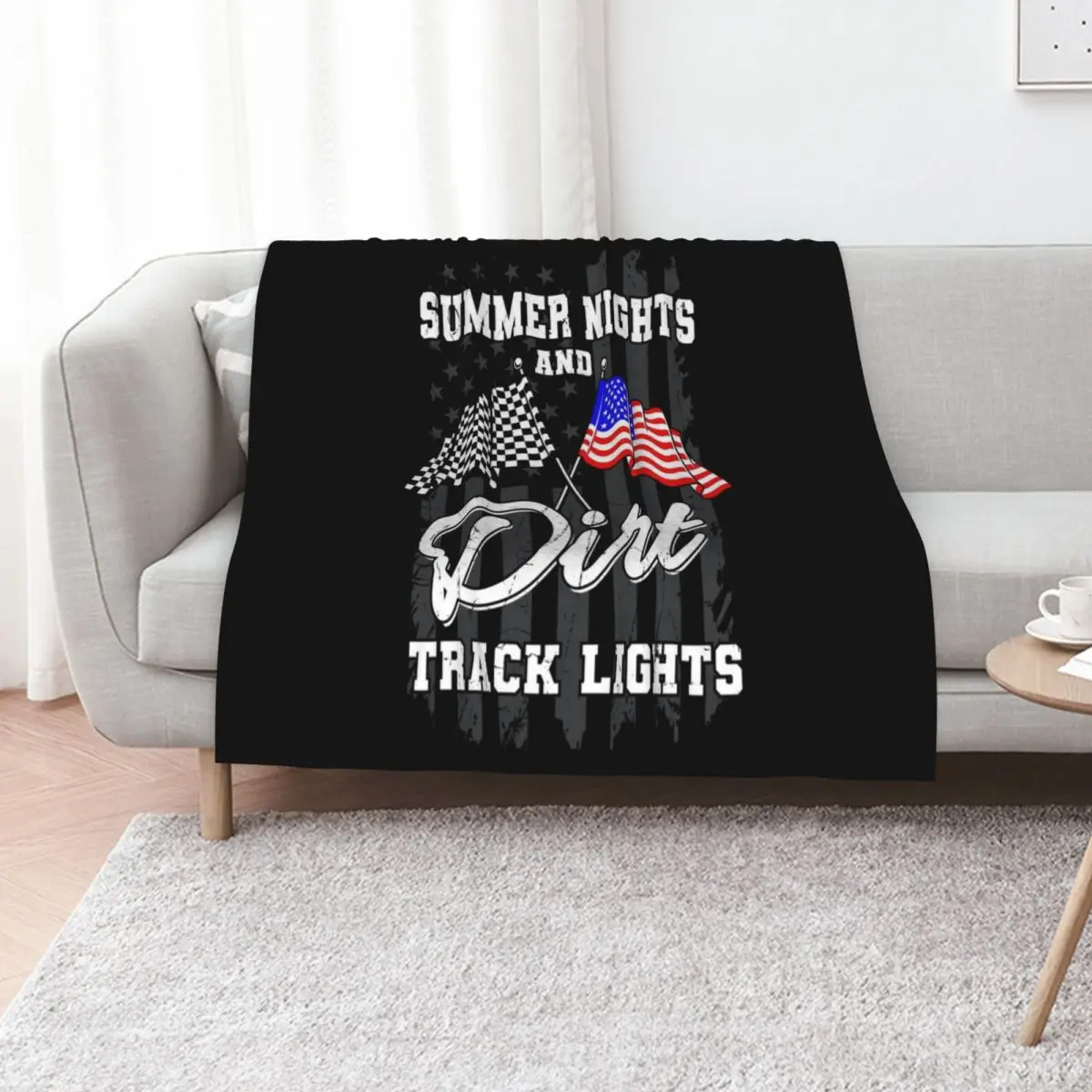 Summer Nights Dirt Track Lights Racing Throw Blanket Heavy Decorative Sofas Sofas halloween Custom Blankets